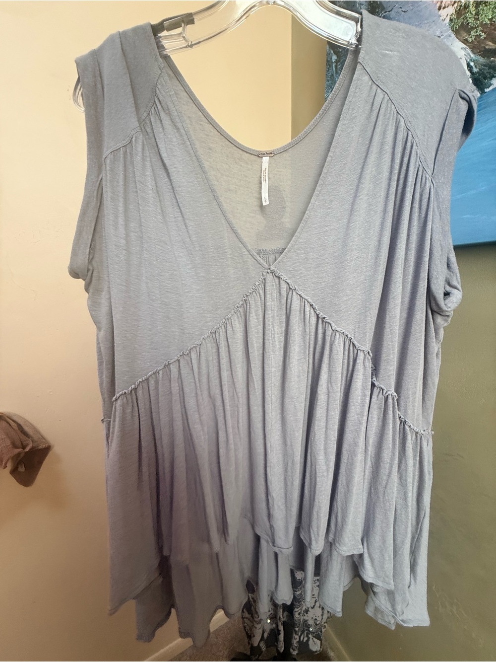 Free People Light Gray Tiered V-Neck Tunic
